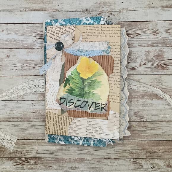 Turquoise Embellished Junk Journal: Flowers, Birds and Butterflies (Discover) - Picture 1 of 16